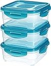 Angelware Plastic Air Tight Modular Fridge Storage Containers for Snacks Food Storage Boxes, Microwave Safe, Freezer Safe, BPA Free (3 pieces, 800ml)