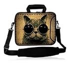 FSHB10-014 NEW Bespectacled cat 9.7" 10" 10.1" 10.2 inch Neoprene Laptop Netbook tablet Shoulder Case Carrying sleeve Bag cover with strap Pocket For Apple iPad Air iPad 1 2 3 4 5 5th /Samsung Galaxy Note GT-P5110/Tab 3/4 /Tab Pro 10.1" /Tab S 10.5"/ASUS Transformer Book T100/T100TA/Toshiba Excite 10/Google Android Nexus 10 Tablet/HP Mini Dell XPS 10 Acer Aspire One ASUS VivoTab RT 10" 10.1" TouchScreen Android 4.0 Tablet