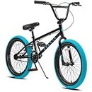 AVASTA 18 Inch Big Kids Bike Freestyle BMX Bicycle for Age 5 6 7 8 Years Old Boys Girls and Beginners, Black with Blue Tires