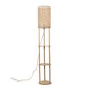 Natural 3 Tier Floor Lamp Light Bamboo Shade Storage Shelves Standard Lighting