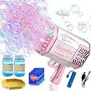 Krasna Bazooka Bubble Gun, 12000+ Bubbles Per Minute Bubble Machine Gun with Colorful Lights, Bubble Gun for Kids, Christmas Gifts Toy (Pink)