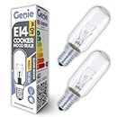 2 Pack of Premium Quality 40W Dimmable Cooker Hood Or Extraction Fan Light Bulb - E14 SES, T25 Tubular Incandescent Bulb. 2700K Warm White