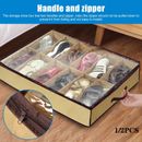 2Pcs 12 Pairs Under Bed Shoe Storage Organizer Holder Closet Box Bag with Zipper