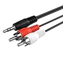 Pluto Accessories Audio Video 2RCA Stereo Cables with 3.5mm Aux Jack for Home Theaters, Music Players, Set-up Boxes, DVD Players, Speakers and LCD/LED TVs - Black, Red, White