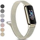 Metal Band Compatible with Fitbit Luxe Bands for Women Men, Stainless Steel Mesh Loop Adjustable Wristband Replacement Strap for Fitbit Luxe / Fitbit Luxe Special Edition Fitness Tracker (Champagne Gold)
