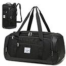 Travel Duffle Bag for Men 40L Sports Gym Bag with Wet Pocket & Shoes Compartment Weekender Overnight Backpack for Traveling Duffel Bag Backpack for Women, Black