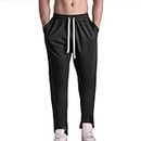 HRAPDA Men's Plus Size Lounge Pants Relaxed Fit Casual Elastic Drawstring Long Trousers with Pocket Athletic Training Pants Black