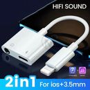 iPhone Jack to 3.5mm Splitter 2in1 Adapter to AUX Headphone & Charger