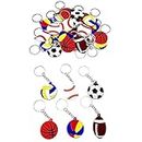 JZK 30 Pcs sports ball keyring set for kids, Silicone football basketball keychains for children birthday party favours, kids party bag fillers, kids party thankyou gift giveaway gifts