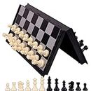 NSXEEN Chess Board 10x10" Magnetic Chessboard Game Set with Folding Travel Portable Case Travel Chessgame Premium Classic Black & Ivory Color Pieces Prefect Gift for Kids and Adults- 1 Pcs