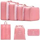 7 Set Packing Cubes Clothes Storage Bag Luggage Packing Organizers for Travel Accessories PAZIMIIK Pink