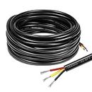 DEKIEVALE 18 Gauge 3 Conductor Electrical Wire, 32.8FT Black Low Voltage 18/3 Stranded Cable PVC Case, 18 AWG 3 Wire Cable Tinned Copper, Flexible Extension Power Cord for LED Lamp Lighting Automotive