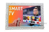 Cornice per Smart Tv a muro traforata barocca bianca Televisore legno pino TV113