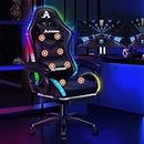 ALFORDSON Gaming Office Chair with 12 RGB LED Lights & 8 Point Massager, Leather Executive Racing Computer Chair with Lumbar Support Footrest and High Back, Ergonomic Desk Chair for Office Gamer Black