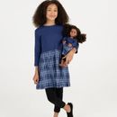 Leveret Matching Girl & Doll Plaid Cotton Skirt Dress - Blue - 12Y