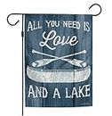 WinCraft 12.5 x 18 inch 2-Sided Design All You Need is Love and A Lake Canoe Cabin Lakehouse Garden Flag Banner