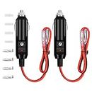 2 Pack Male Cigarette Lighter Plug Socket 12/24V with Leads, 2 * 16AWG Cable Fuse Protection with LED Light Extension Cord for Motorcycle, Car, Tractor