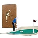 H15 Carte de vœux, 3D, pour golfeur, cadeau de golf, carte pop-up pour homme, cadeau de retraite, pour les vacances au golf