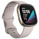 Fitbit Sense Advanced Smartwatch with Tools for Heart Health, Stress Management & Skin Temperature Trends, White/Gold, One Size (S & L Bands Included) - Singapore Edition