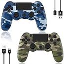 YsoKK 2 Pack Wireless PS4 Controller for Playstation 4/Slim/Pro with 1000mah Battery/Dual Vibration/Audio Jack/6-axis Motion Sensor(Camouflage Green and Camouflage Blue)