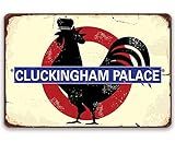 Cluckingham Palace - Funny Chicken Coop Sign and Rooster Decor, Classic Chicken Yard Farm Display, Great Farmhouse Decor and Farm Owners Gift, 8x12 Indoors or Outdoors Durable Vintage Metal Sign
