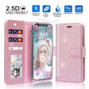 Cute Girl Teens' Glitter Bling Wallet, Anti-Slick/Protective Case for iPhone 11