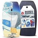 Nantucket Surf 33" Body Board - Lightweight with EPS Core & Wrist Leash, Body Boards for Beach, Beach Accessories for Adults & Kids Outdoor Toys (Aloha Shark)