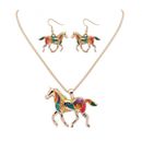  Horse Necklace Earrings Wedding Bridal Gifts Dancing Party Jewelry Prom Set