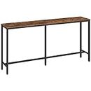 MAHANCRIS 63" Console Table, Narrow Sofa Table for Entryway, Industrial Side Table for Hallway, Living Room, Bedroom, Sturdy and Stable, Easy to Assemble, Rustic Brown CTHR16001Z