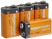Amazon Basics 9 Volt Everyday Alkaline Batteries - Pack of 4 (Appearance may vary)