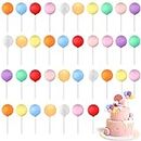 YIQXKOUY 50 Pieces Mini Balloon Cake Toppers DIY Colorful Cake Insert Topper Round Clay Balls Picks Baking Decoration for Wedding Anniversary Valentines Day Birthday Party
