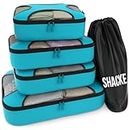 Shacke - Shacke Pak - Set di 4 Cubi per Valigia - Organizzatori da Viaggio con Borsa per Lavanderia (Acquamarina)
