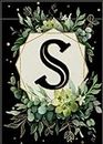 Stosts Monogram Letter S Black Small Garden Flag, Family Last Name Initial Wreath Decorative Yard Outside Decorations, Spring Summer Eucalyptus Leaves Outdoor Home Decor Double Sided 12 x 18