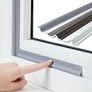 118 Inch Window Draft Stopper Foam Seal Strip Self Adhesive, Window Insulation and Door Side Weather Stripping Soundproof, Door Bottom Sweep Noise Gap Blocker(Gray)