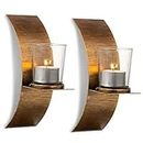 Sziqiqi Candle Sconces Rustic - Hanging Wall Candle Holders Set of 2, Vintage Wall Mounted Sconces for Tea Light Candles Wall Art Decor for Living Room Bedroom Fireplace Bathroom Entryway