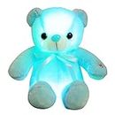 Zinsale Bear Stuffed Animal 7 Colors Light Changing Bear Plush Toy Pillow LED Luminous Night Light for Kids Sleeping (Blue)