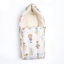 haus & kinder 3 in 1 Baby Sleeping Bag & Carry Nest | Cotton Bedding Set for Infants & New Born Baby | Portable/Travel & Skin Friendly | 0-6 Months (Jungle Party)