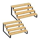 MOOACE Bamboo Spice Rack Organizer for Cabinet, 4 Tier Expandable Spice Storage Shelf Organizer for Kitchen Cabinet Countertop, Set of 2