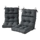 Solid Heathered 44-in x 22-in Outdoor High-Back Chair Cushion (Set of 2) (Cushions Only)