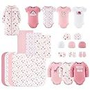 The Peanutshell Newborn Clothes & Accessories Set, 23 Piece Baby Girl Layette Gift Set, Fits Newborn to 3 Month