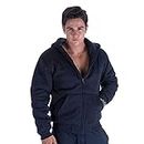 Gary Com Sherpa Fleece Hoodies for Men Heavyweight Full Zip Up Long Sleeve Solid Zipper Sweatshirts Lined Jackets Navy Size XXL
