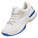 FitVille Womens Tennis Shoes Wide Fit Squash Badminton Shoe Non Slip Sports Trainers Sneakers for Tennis Volleyball, White, 4.5 UK Wide