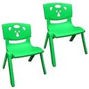 SUNBABY Magic Bear Face Chair Strong & Durable Plastic Best for School Study, Portable Activity Chair for Children,Kids,Baby (Weight Handles Upto 100 Kg Each)-Set of 2 Green/Green