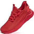 GDEKLO Mens Running Shoes Tennis Sneakers Walking Slip on Gym Workout Athletic Breathable Jogging Sport Casual Shoe, F Red, 8