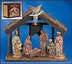 Resin 7-Piece Christmas Nativity Set with Wood Stable, 11 Inch