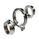 2.5" Inch Stainless V Band V-Band Set Heavy Duty Clamp Kit with Flange Set 2 Join for Turbos,Wastegates，Blow-Off Valves, Exhausts