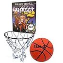 GKC Indoor Door and Wall Mountable Basketball Hoop Set with Basketball (Size-3) for Kids 2 to 10 Year Kids Colour May Vary as per Availability
