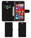 ACM Leather Window Flip Wallet Front & Back Case Compatible with Nokia Lumia 1520 Mobile Cover Black