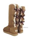 UGG Bailey Bow Tall II Triple Chestnut Suede Fur Boots Womens Size 8 *NIB*