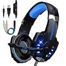 Odaban Gaming Headset with Microphone-Over Ear Gaming Headphones for Ps5 Ps4 Switch Pc-Noise Cancelling & Volume Control & Deep Bass Stereo Sound & Led Lights & Soft Earmuffs,for Laptop Phone